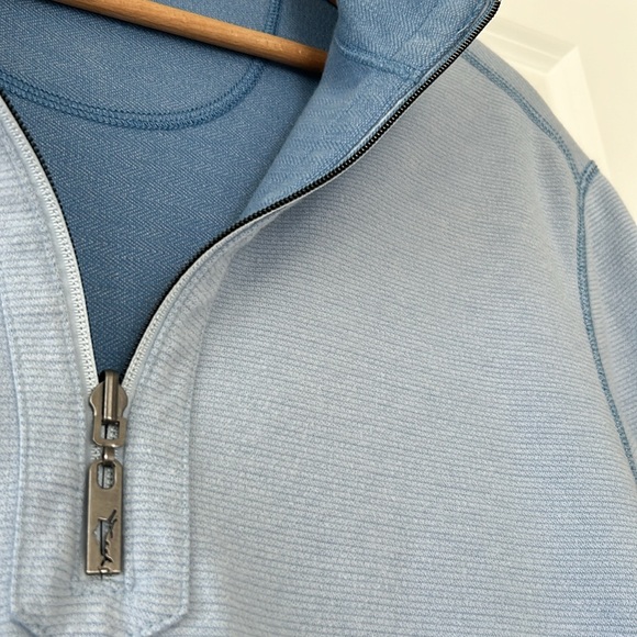 Tommy Bahama REVERSIBLE 1/2 Zip Pullover Sweatshirt w Marlin Logos Blue - Picture 12 of 12